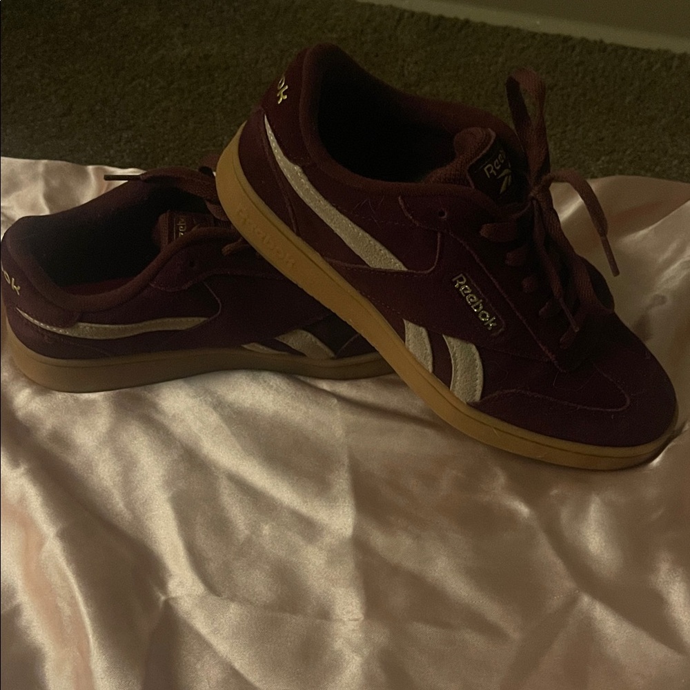 Reebok Maroon and White Athletic Shoes